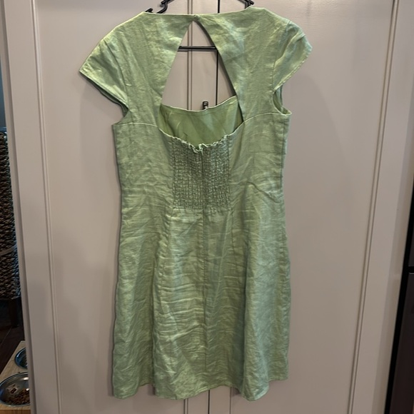 House of Harlow 1960 100% linen mini green dress - Picture 4 of 6